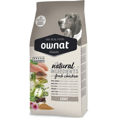 Mangime secco per cane controllo peso OWNAT Classic Light con carni e cereali integrali