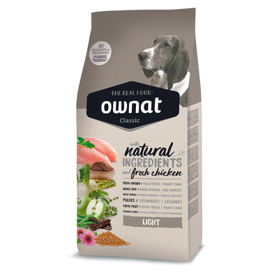 Mangime secco per cane controllo peso OWNAT Classic Light con carni e cereali integrali