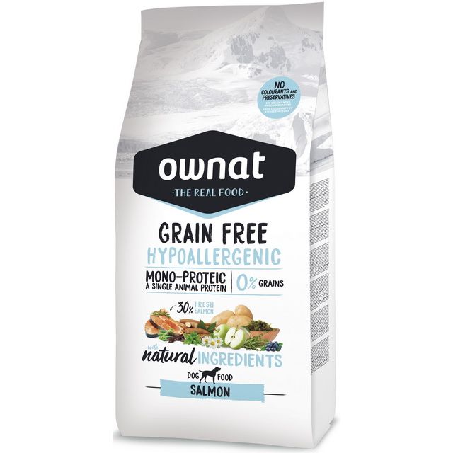 Mangime senza cereali per cane Ownat Salmone ipoallergenico con ingredienti naturali