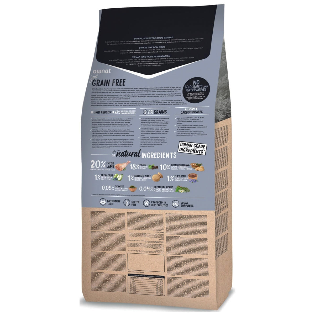 Ownat Grain Free Just Adult Lamb 3 kg alimento secco senza cereali per cani adulti