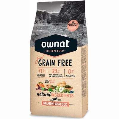 Ownat Grain Free Just Adult Salmon Seafood 3 kg alimento secco senza cereali per cani adulti