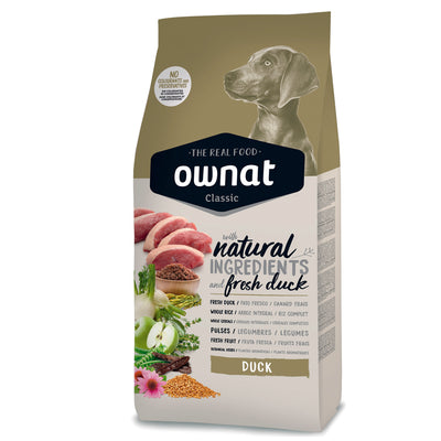 Mangime secco OWNAT Classic Duck per cani adulti con anatra fresca e ingredienti naturali
