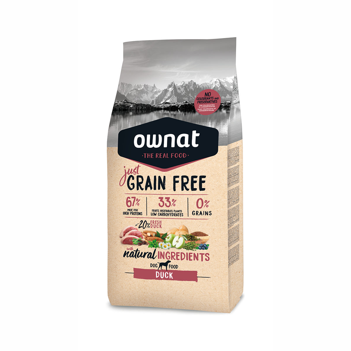 Ownat Grain Free Just Anatra 3 kg alimento secco senza cereali per cani