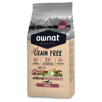 Ownat Grain Free Just Anatra 3 kg alimento secco senza cereali per cani