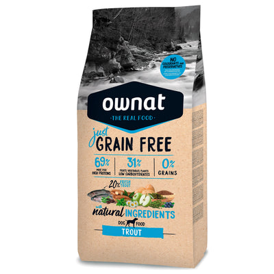 Ownat Grain Free Just Trota 3 kg alimento secco senza cereali per cani