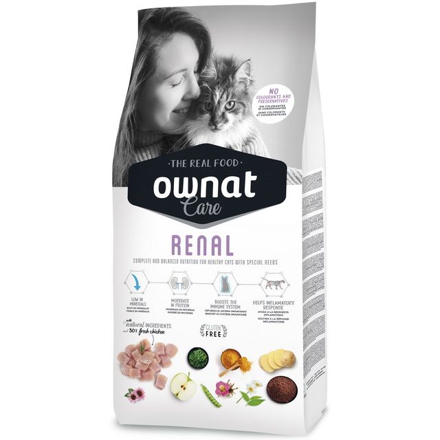 Mangime secco OWNAT CARE RENAL per gatti adulti con supporto renale, confezione da 1,5 kg