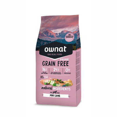 Ownat Grain Free Prime Mini Adult Lamb con agnello per cani adulti di piccola taglia