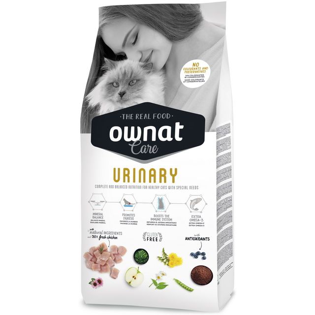 Mangime secco per gatti adulti OWNAT CARE con supporto urinario, confezione 1,5 kg