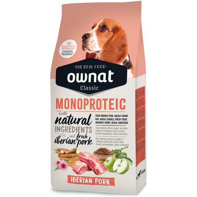 Mangime monoproteico per cani con maiale iberico OWNAT Classic in crocchette secche