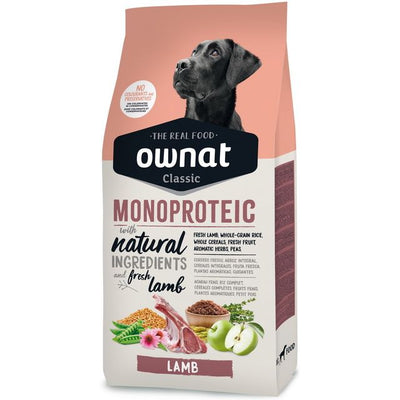 Mangime secco monoproteico per cani OWNAT CLASSIC con agnello, crocchette naturali