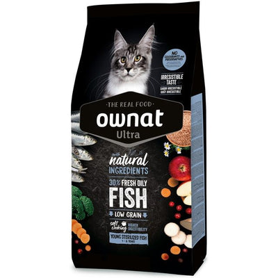 Crocchette OWNAT ULTRA YOUNG Sterilized Fish per gatti sterilizzati, 1,5 kg, con pesce azzurro fresco