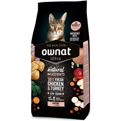 Crocchette OWNAT Ultra per gatti mature con pollo, tacchino e ingredienti funzionali