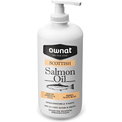 Olio di salmone OWNAT per cani e gatti, bottiglia da 250 ml ricca di Omega 3 e 6