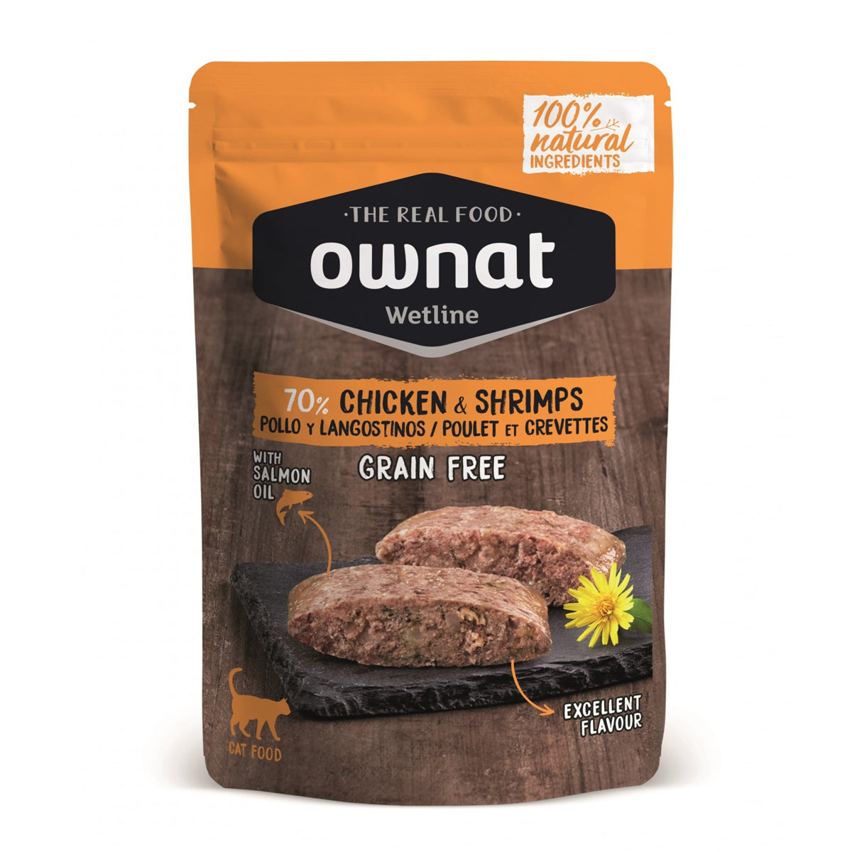 Ownat Wetline Cat Pollo e Gamberetti 85 g alimento umido naturale senza cereali per gatti