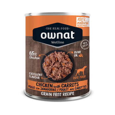 Ownat Wetline Dog Pollo e Carote 395 g alimento umido naturale senza cereali per cani