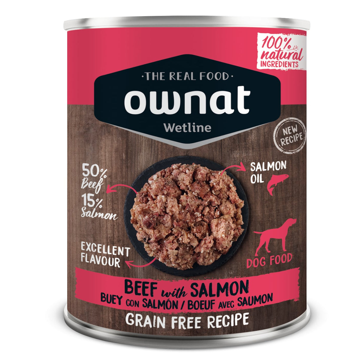 Ownat Wetline Dog Manzo e Salmone 395 g alimento umido completo per cani