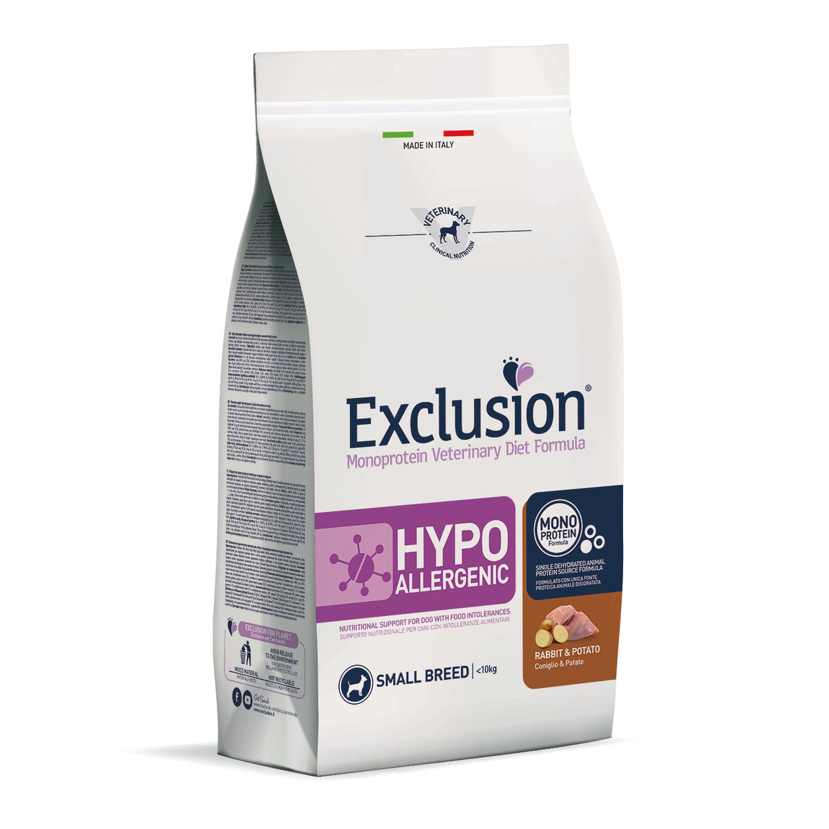 Exclusion Hypoallergenic Adult Small Coniglio e Patate – Alimento dietetico monoproteico per cani adulti di piccola taglia con intolleranze alimentari