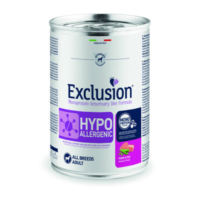 Umido cane hypoallergenic Exclusion monoproteico maiale 400g per cani adulti intolleranti