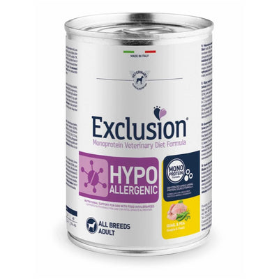 Mangime umido monoproteico Exclusion per cani adulti con quaglia, lattina 400 g