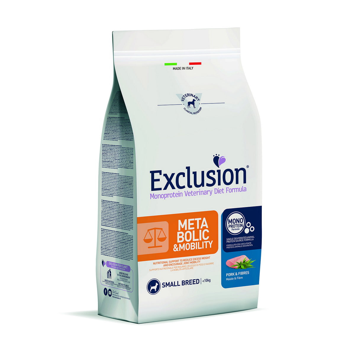 Mangime secco monoproteico per cani adulti Exclusion Vet Metabolic Mobility con maiale disidratato