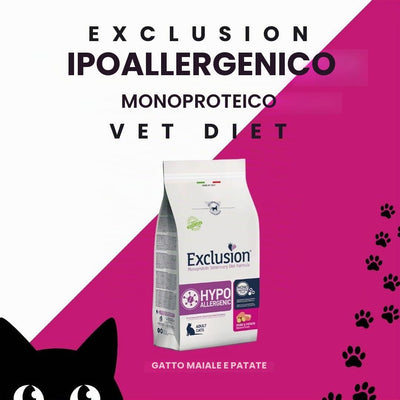 EXCLUSION DRY CAT MONOPRO VET HYPOALLERGENIC ADULT  MAIALE 1,5 kg