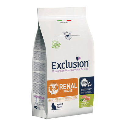 Mangime secco per gatti Exclusion Monoprotein Veterinary Diet Renal Phase I maiale, 1,5 kg