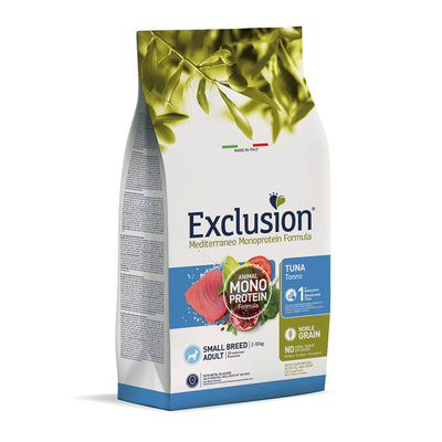 Mangime secco Exclusion Mediterraneo Monoprotein per cani adulti piccola taglia al tonno, 2 kg