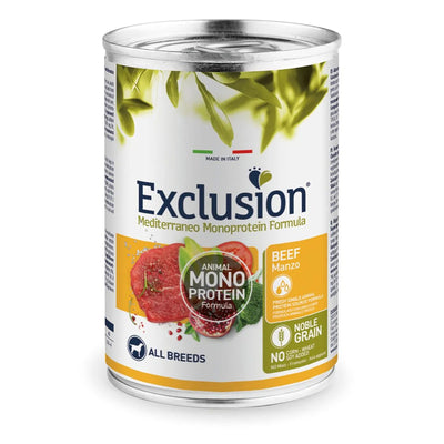 Mangime umido Exclusion Mediterraneo per cani adulti all breed con manzo, 400 g