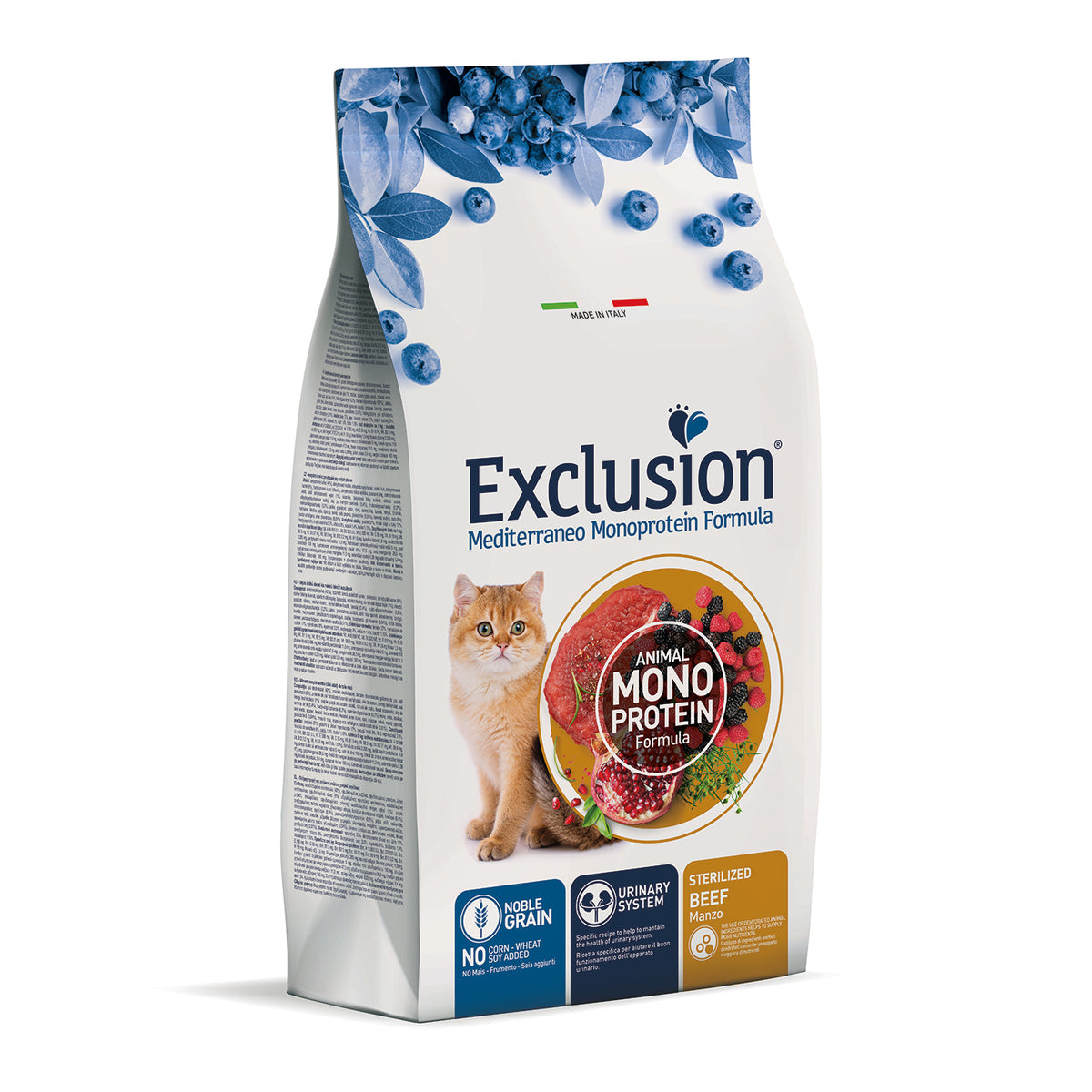 Exclusion Mediterraneo Noble Grain Sterilized Cat Manzo