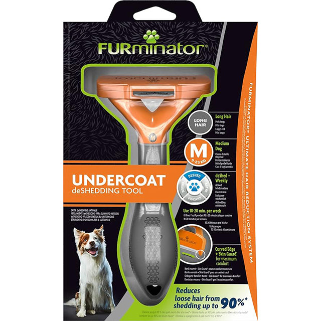 Spazzola FURminator per cani pelo lungo taglia M con denti acciaio inox e protezione Skin Guard