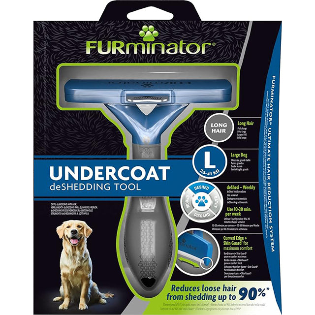 Spazzola FURminator per cani a pelo lungo taglia L con denti in acciaio inox e protezione Skin Guard