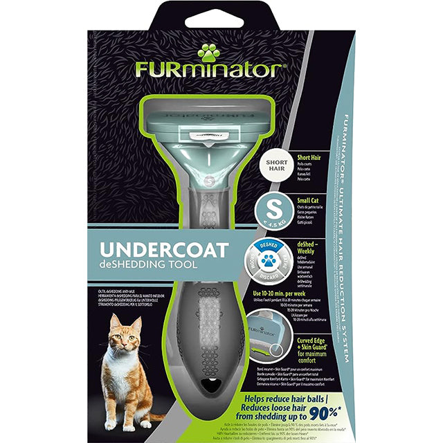 FURminator Undercoat deShedding Tool per gatti a pelo corto taglia S con denti in acciaio inossidabile