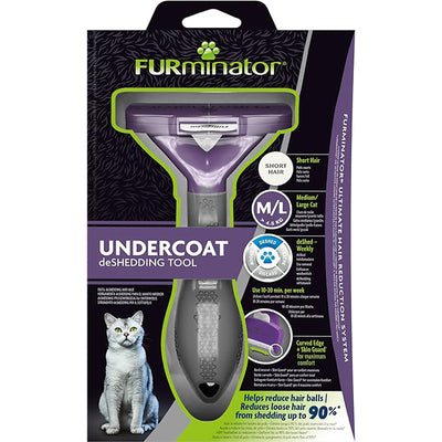 Spazzola FURminator per gatti pelo corto M/L con denti acciaio inox e protezione Skin Guard