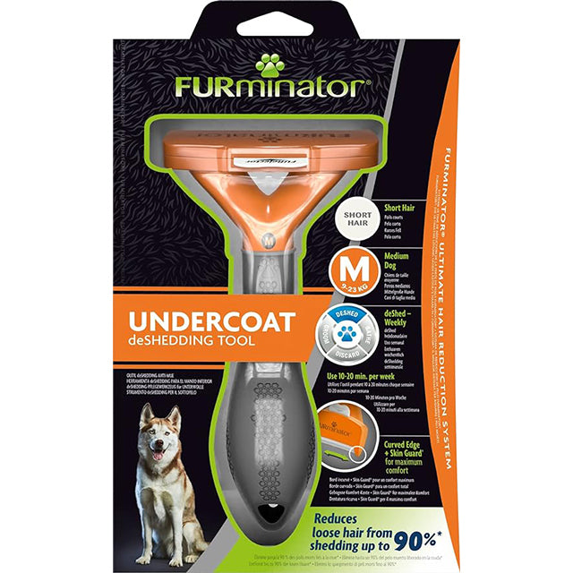 Spazzola FURminator per cani a pelo corto M con denti in acciaio inox e protezione Skin Guard