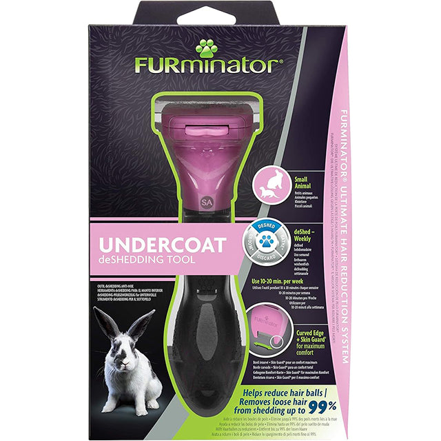 Spazzola FURminator per conigli e piccoli animali con denti in acciaio inox e protezione Skin Guard