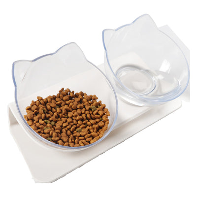 Ciotola doppia staccabile per gatti a forma di gatto, 27,5 x 14 x 14 cm