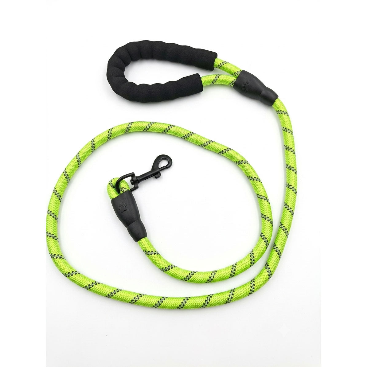GUINZAGLIO CORDA VERDE FLUO CON MANICO MORBIDO CM 150