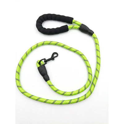 Guinzaglio in corda verde fluo per cani con manico morbido, lunghezza 150 cm