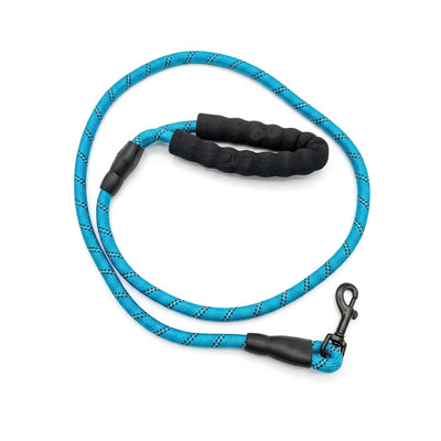 Guinzaglio in corda blu per cani con manico morbido, lunghezza 150 cm