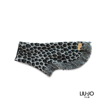 Liu Jo poncho in maglia jacquard maculato oro per cane