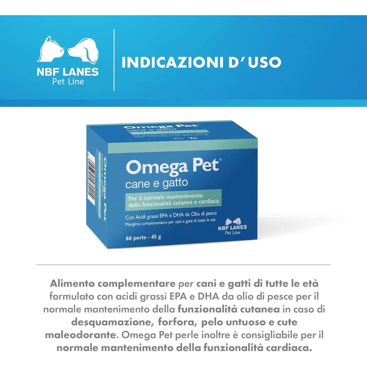 NBF Lanes Omega Pet 60 Perle per Cani e Gatti