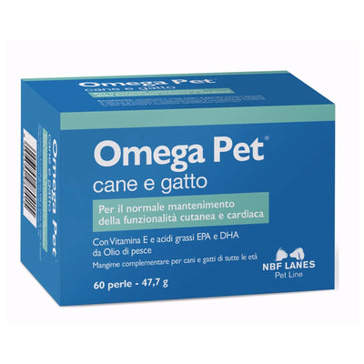 NBF Lanes Omega Pet 60 Perle per Cani e Gatti con Omega 3 EPA DHA e Vitamina E