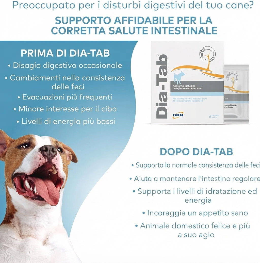 DRN Dia-Tab 6 Tavolette per Cani - Supporto contro la Diarrea Acuta