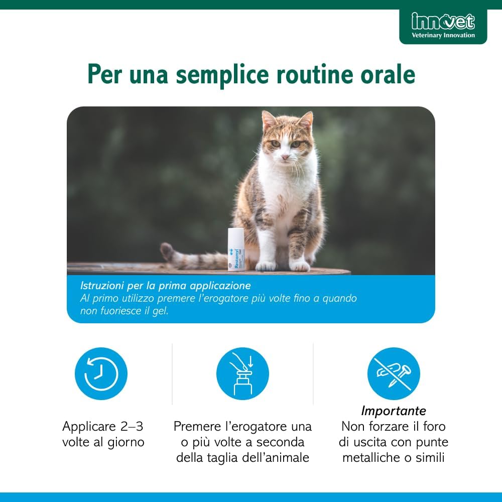 Innovet Restomyl Gel 30 ml per Cani e Gatti - Salute e Igiene della Mucosa Orale