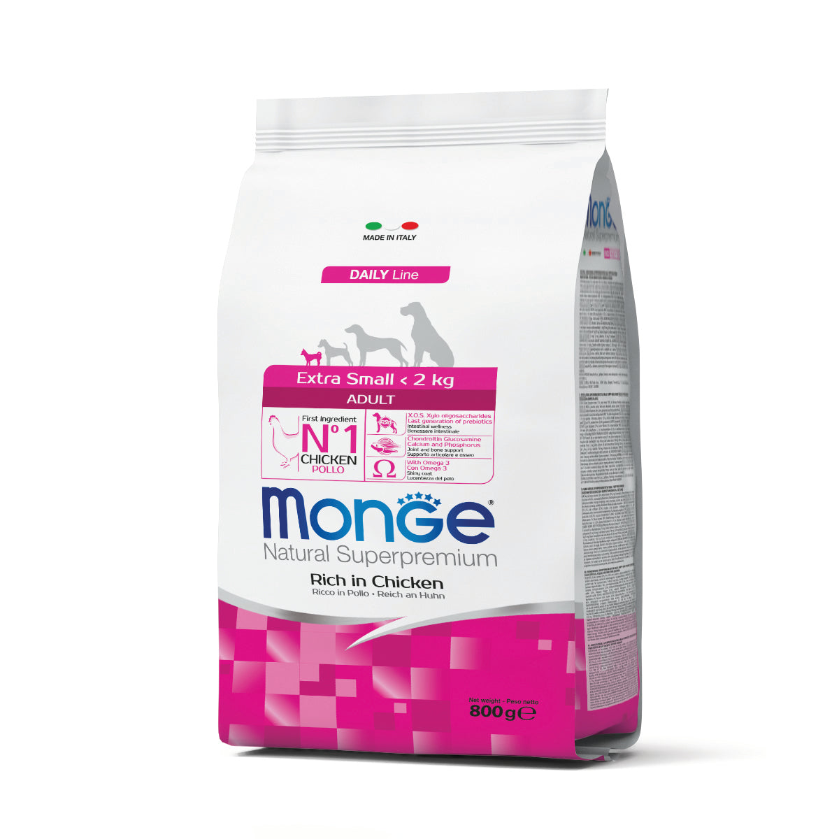 Mangime secco Monge per cani extra small adult ricco di pollo con carne fresca