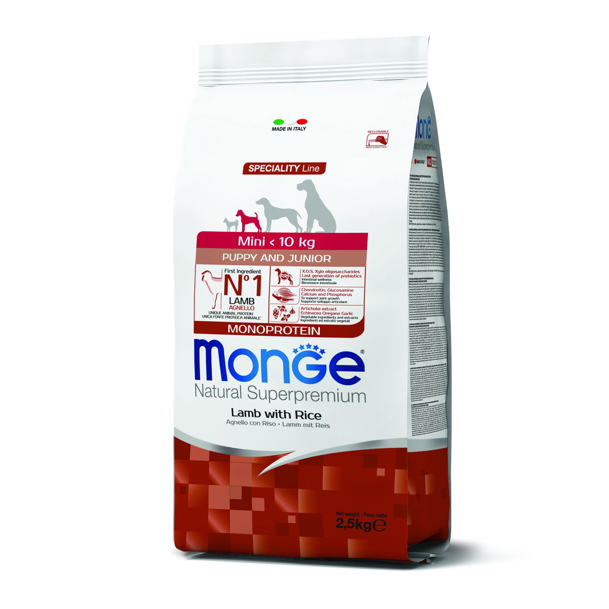 MONGE DRY DOG Mini Puppy e Junior Agnello & riso MONOPROTEIN