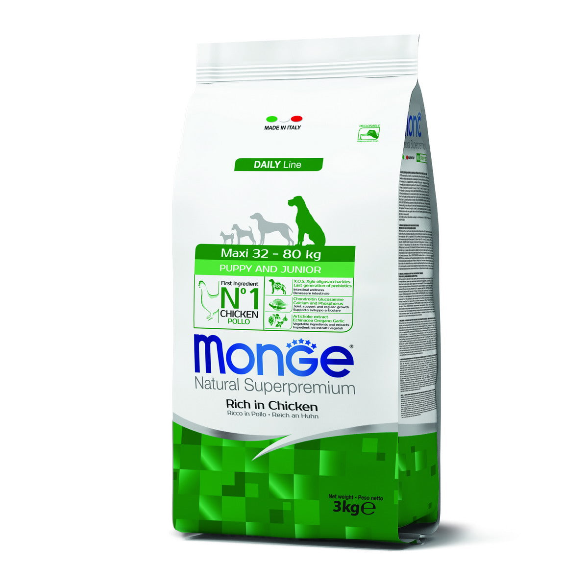 Mangime secco Monge Maxi Puppy Junior pollo per cuccioli taglia grande in crocchette