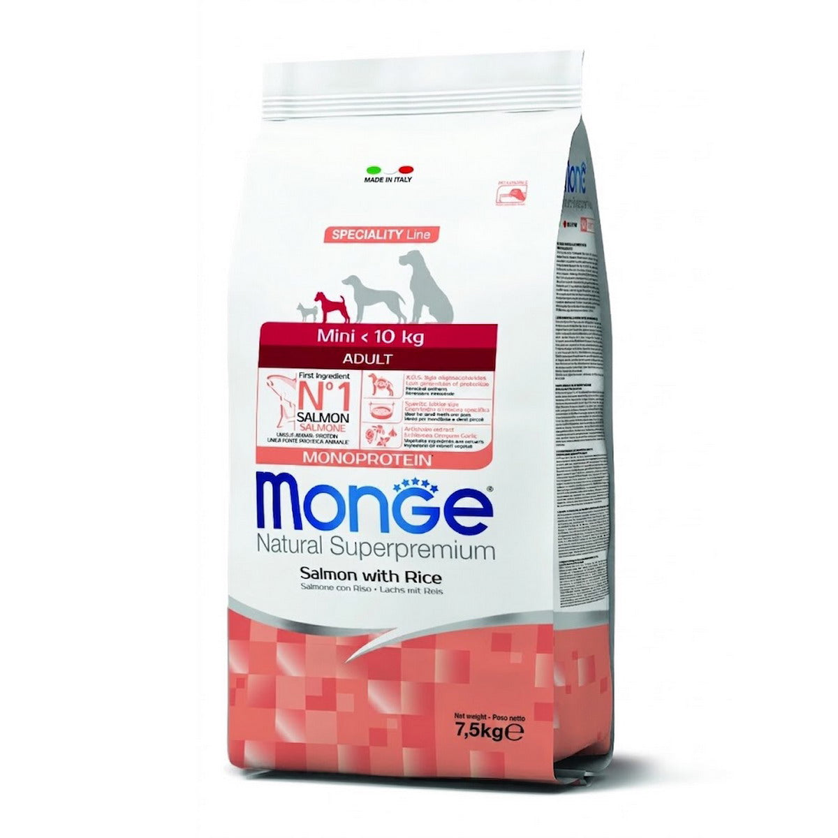 MONGE DRY DOG Mini Adult Salmone & riso MONOPROTEIN