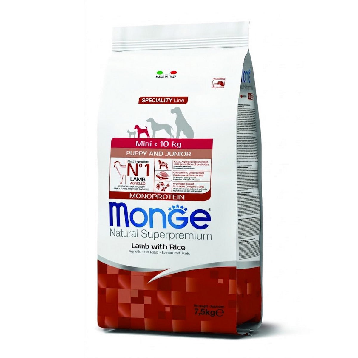 MONGE DRY DOG Mini Puppy e Junior Agnello & riso MONOPROTEIN