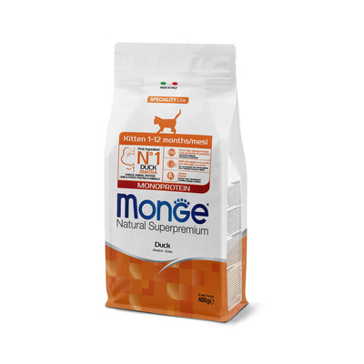 Mangime secco per gattini Monge Monoprotein Anatra in crocchette
